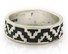 Navajo Tribal Band Ring Sterling Silver Vintage Artist Size 9.0