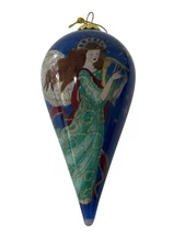2012 Li Bien  Handpainted Glass Teardrop Pier 1 Imports Angels Ornament
