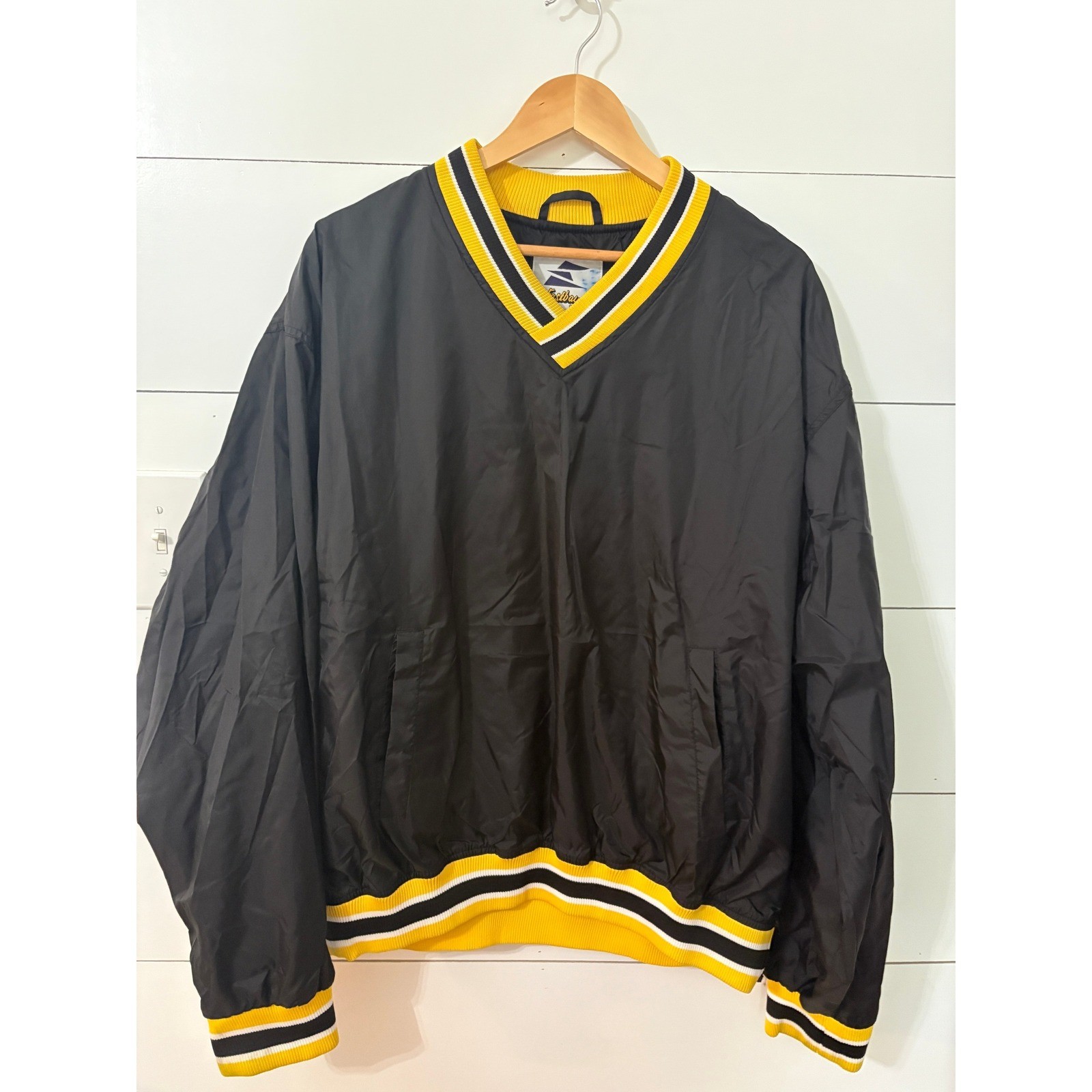 Eastbay Pullover Jacket Black Yellow White XL Vintage 90s Nylon Windbreaker
