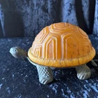 Vintage Turtle Lamp Amber Glass Shell Bronze Lamp Night Light Tiffany (Works)