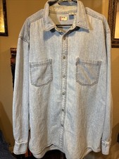 Vtg 1993 Levis Red Tab Mens Sz XL Denim Shirt Blue Long Sleeve Metal Buttons