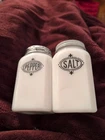 Antique Hazel Atlas Square White Milk Glass Salt & Pepper Shakers, Vintage