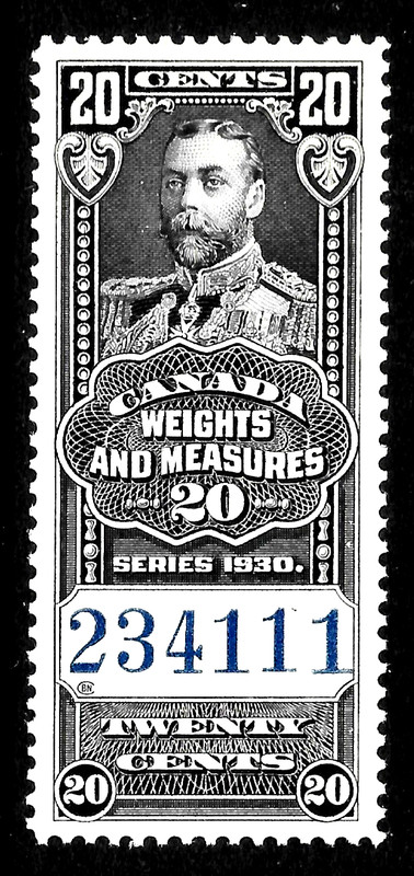 HICK GIRL-M.N.H. CANADA   20  CENTS  WEIGHTS & MEASURE, SERIES 1930        A3264