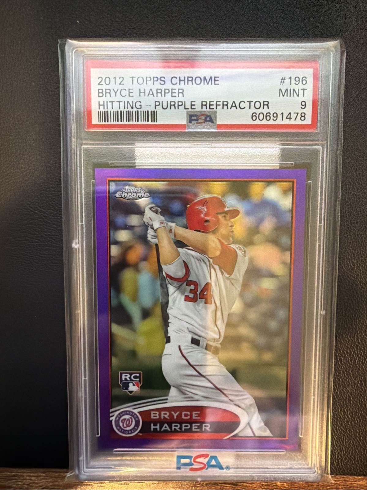2012 Topps Chrome Bryce Harper #196 Purple Refractor PSA 9 (RC)