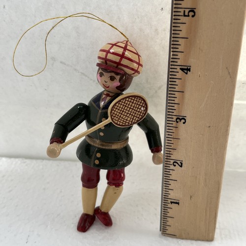 Jugador de tenis vintage con decoración de raqueta o adorno de árbol - Imagen 9 de 9