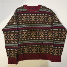 Pendleton Men's Large Vintage Wool Aztec Southwestern Pullover Sweater Made USA