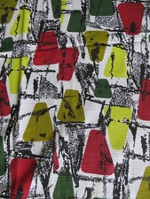 Large mid-century atomic abstract curtain 139 x 134cm - excellent condn