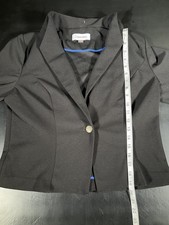Calvin Klein Womens 1 Button Suit Jacket Blazer Size 12 Black EUC No Rips Stains