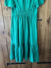 Beautiful BODEN Eve Green Short Sleeve Linen Midi Dress Size 14R