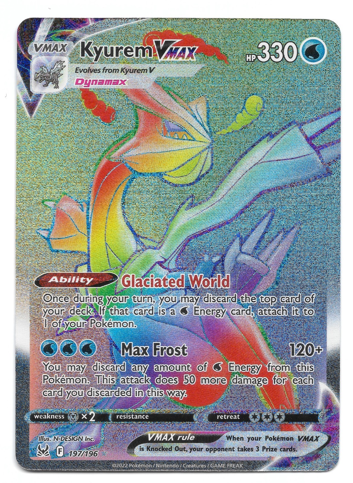 Kyurem VMAX (Secret) 197/196 Swsh11: Lost Origin Holo Pokemon TCG - NM