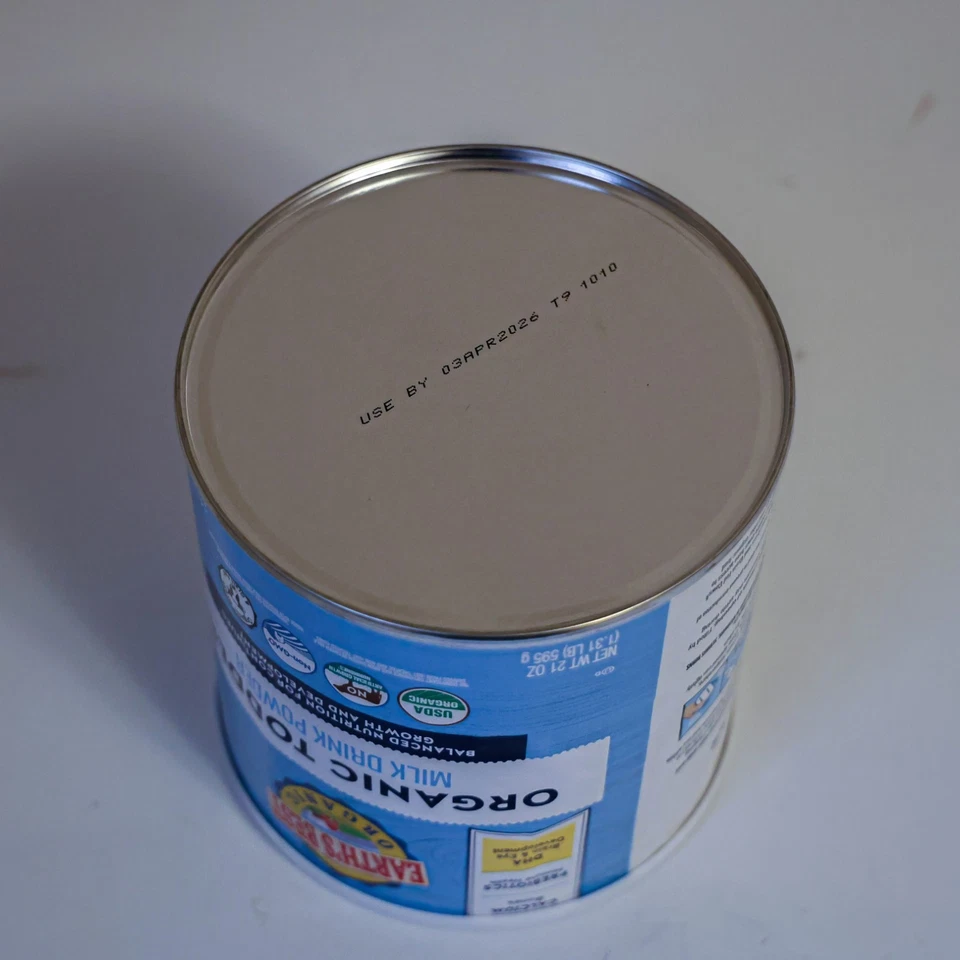 5 latas Earth's Best bebida de leche orgánica en polvo fórmula para niños pequeños con hierro 21 oz 26/04 Foto 4 de 4