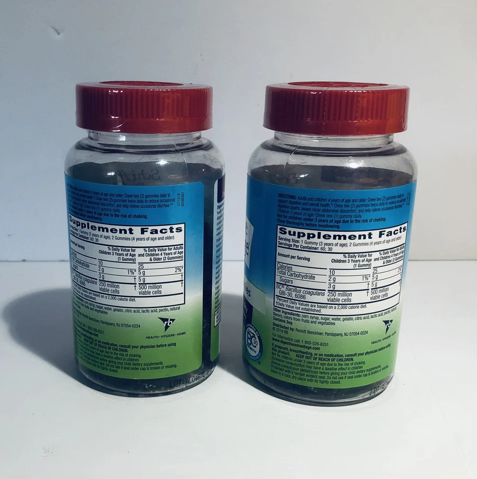 Lote de 2 gomitas probióticas Schiff Digestive Advantage fresa 60 unidades cada una Foto 3 de 4