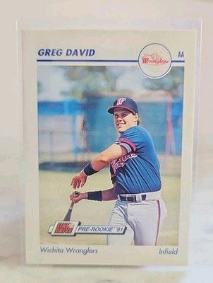 1991 Line Drive AA: Greg David #605 - Wichita Wranglers - NM Condition