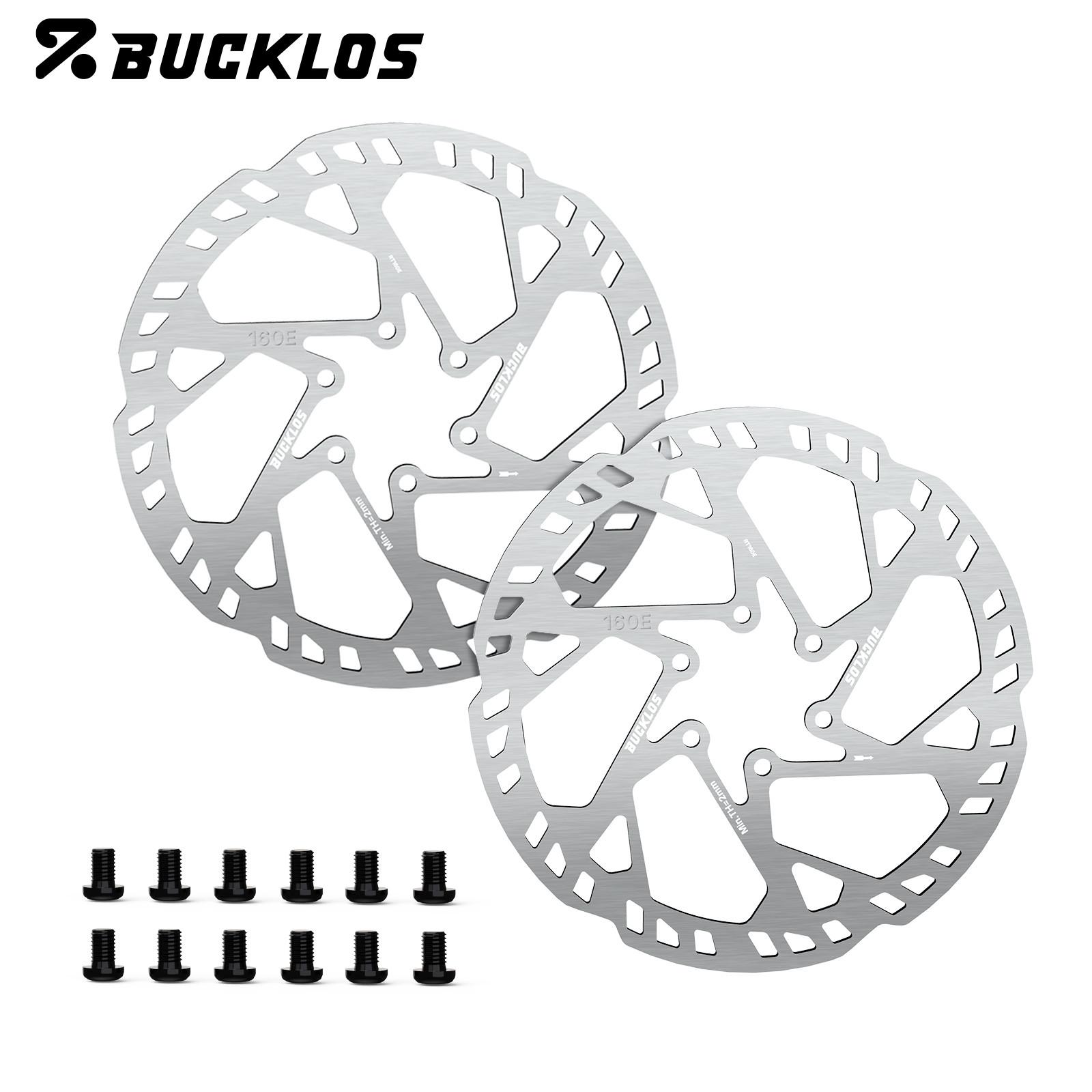 Disco freno anteriore/posteriore bici elettrica BUCKLOS 2PC 160mm 2.3mm 6 viti per Shimano