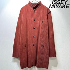 Issey Miyake Pleated long sleeve shirt Pleated design coverall collarless jacket