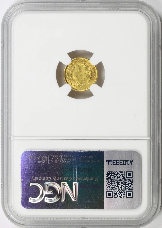 1851 G$1 Gold Dollar NGC UNC Details - Bent, Cleaned - Image 2 of 4