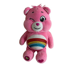 Care Bears Cheer Bear Plush Stuffed Animal Pink Rainbow Basic Fun 8"