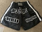 Ring To Cage Boxing Shorts Size Large Muay Thai KRU Kickboxing Black and White