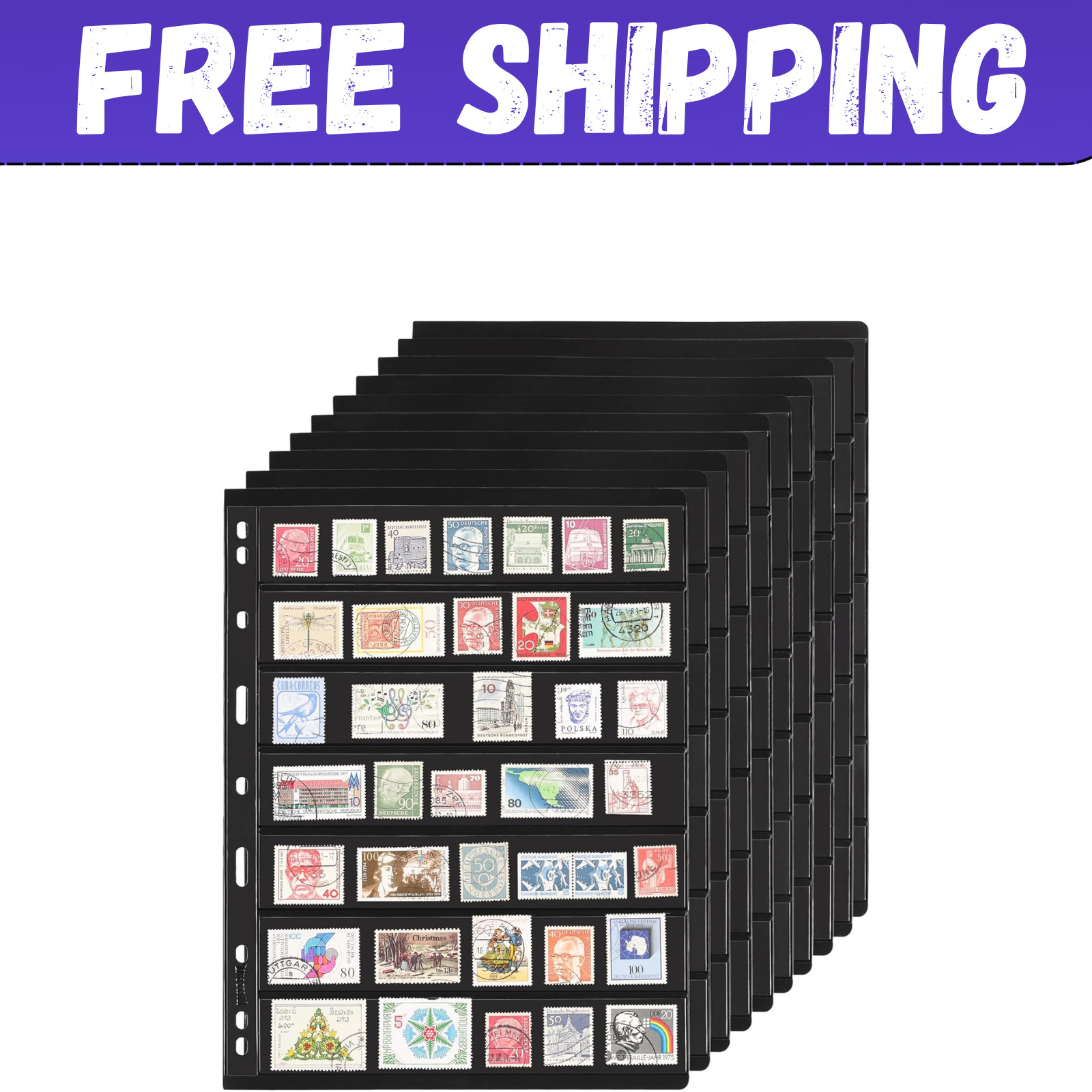 20 Sheets Stamp Pages Collector Stamp Collecting Album Binder Standard 9 Hole Bi