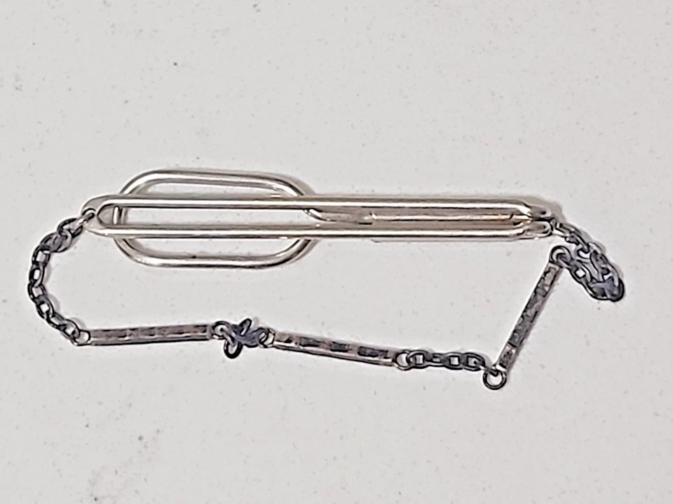 Vintage Swank Tie Clip Sterling Silver With Sterling Silver Chain - Image 2 of 4
