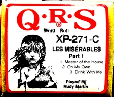 QRS Word Roll LES MISERABLES Part 1 Martin 3-Songs XP-271-C Player Piano Roll