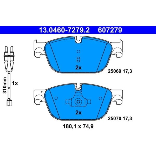 ATE 13.0460-7279.2 Bremsbelagsatz, Scheibenbremse-image