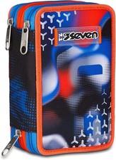 Seven Astuccio Scuola 3 Zip Blu Arancio