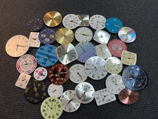 Watch Dials And Quartz Movements Watchmaker Lot Of (35) Round,Rectangle,Untested
