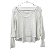 We The Free Crop Flowy Boho Country Oversized Long Sleeve Shirt Tee Medium