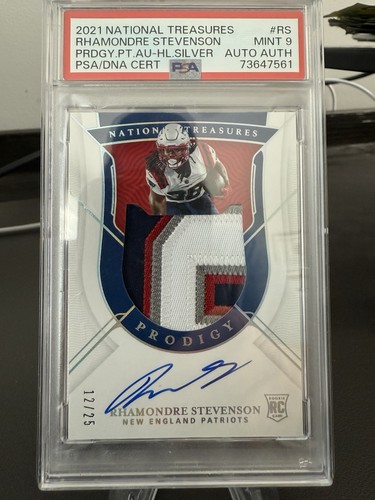 2021 NATIONAL TREASURES Prodigy Patch Autographs RHAMONDRE STEVENSON #/25 PSA 9