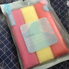 Washcloth Face and Body Bliss Towels Exfoliating Trio 3 Pack Multi Color New
