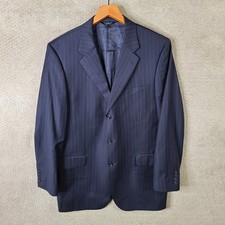 JOS A BANK Jacket Mens 43L Blue Striped Blazer Wool 3 Button Signature Suit Coat