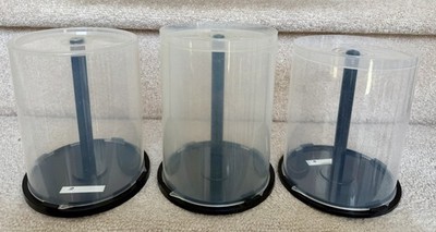 (3) Empty CD DVD Blu-Ray Spindle Cake Box Storage Container Hold 100 Discs  