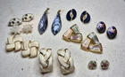Vintage 1980s-90s Mod Costume Jewelry Earring Lot - 9 Pairs - Enamel & Gold Tone