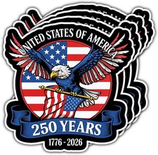 4 Pcs USA 250th Anniversary Stickers, Featuring Bald Eagle and American Flag, fo