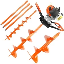 52cc Gas Powered Earth Auger Post Hole Digger Borer Fence Ground Drill w/3 Bits