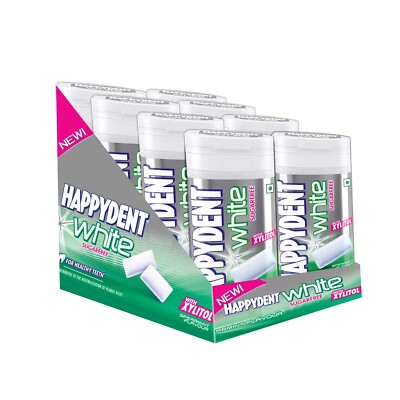 Happydent White, Xylitol Sugarfree Spearmint Flavour,Chewing Gum Bottle Pack(8N)