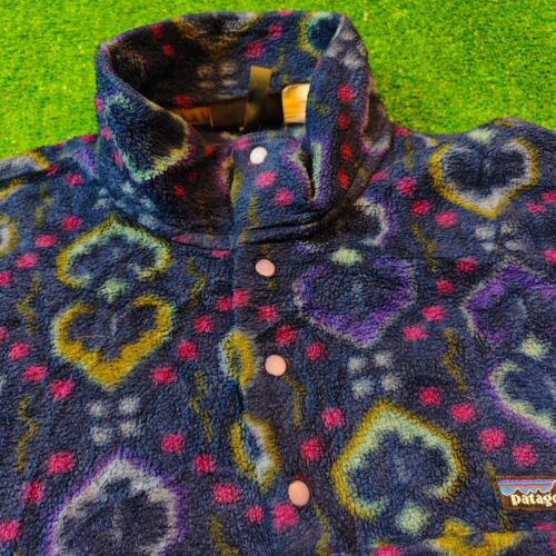 Vintage Patagonia Fleece Sweater Mens Medium Snap-T Monogram multicolor 90s USA - Picture 7 of 13