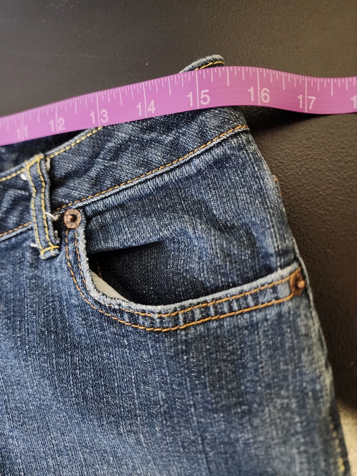 Steve & Barry's Womens Size 10S Short Blue Denim 5 Pockets Bootcut Jeans - Image 3 of 4