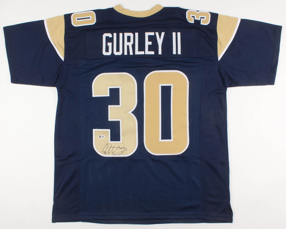 TODD GURLEY AUTOGRAPHED CUSTOM FOOTBALL JERSEY (ST. LOUIS RAMS) - BECKETT COA! 