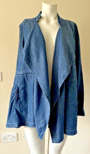 Ladies Open Denim Jacket Size Small 8-10 Waterfall Jacket