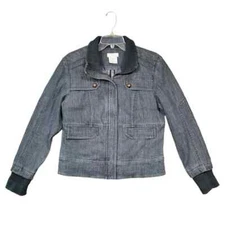 FDJ French Dressing Jenas Denim Zipper Front Closure Moto Jacket Size MEDIIUM