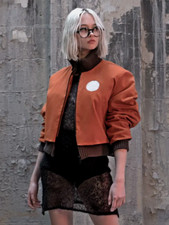 Women Kim Kitsuragi Disco Elysium Orange Bomber Biker Retro Cotton Casual Jacket