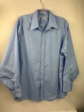 Geoffrey Beene Blue Long Sleeve Dress Shirt Mens Size XL 17 34/35 Wrinkle Free