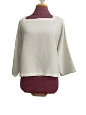 Club Monaco Women's Top White Relaxed Fit Size L Retail $129