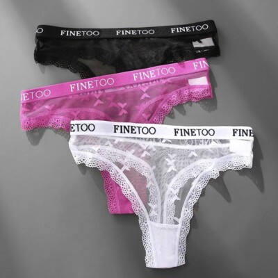 Damen String Set 3tlg Unterwäsche Spitze bequeme Höschen Größe wählbar