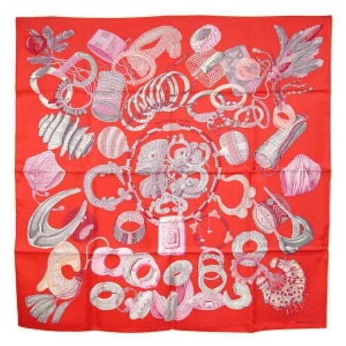 HERMÈS Hermes Carre90 Braccialetti De Lumiere Leggero Bracciale Sciarpa Rosso Seta