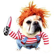 Chucky Halloween Dog Costume Clothes Cosplay Knife spooky small medium large