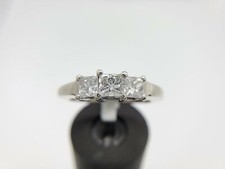 14k White Gold Princess Diamond Three Stone Engagement Ring