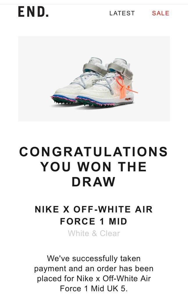 OFF WHITE X NIKE Nuovissima Nike X Off White Air Force 1 bianco medio e chiaro Regno Unito donna 5